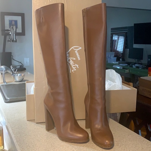 Christian Louboutin Calfskin Brosse Mirabelle 120 Tall Boots rare find! - Picture 1 of 6